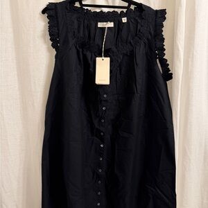Doen Black Lace-Trimmed Blouse